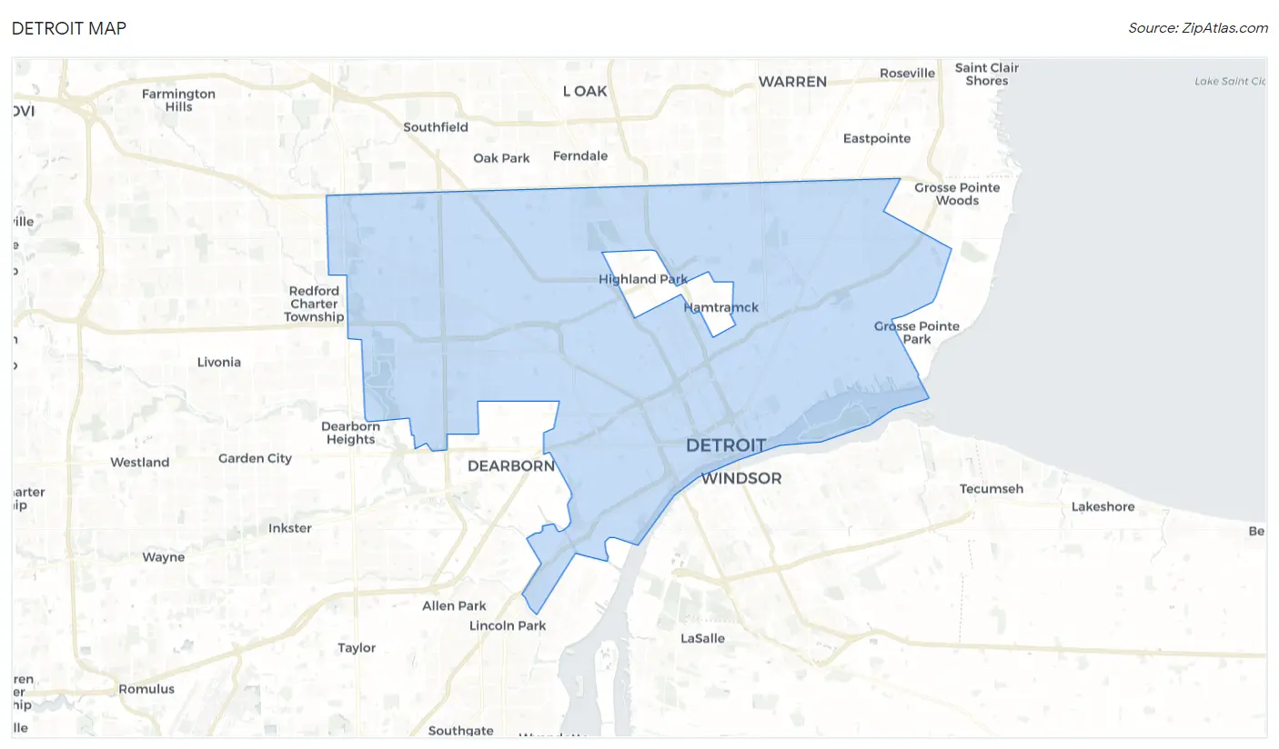 Detroit, MI Zip Codes Map & Profile 2023 Zip Atlas