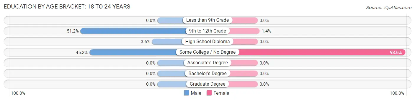 Education By Age Bracket in Questa: 18 to 24 Years