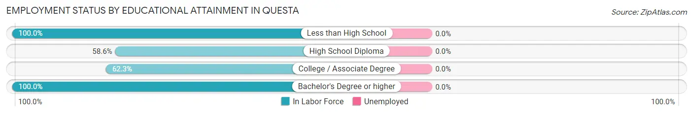 Employment Status by Educational Attainment in Questa