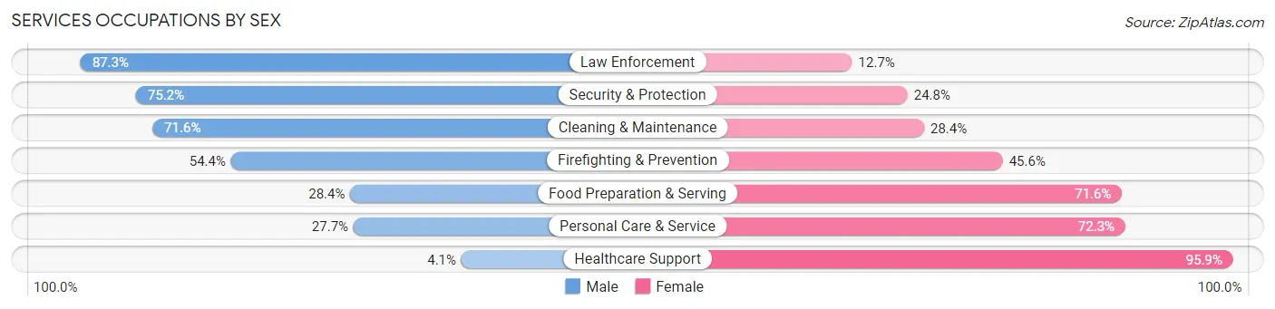 Services Occupations by Sex in Roswell
