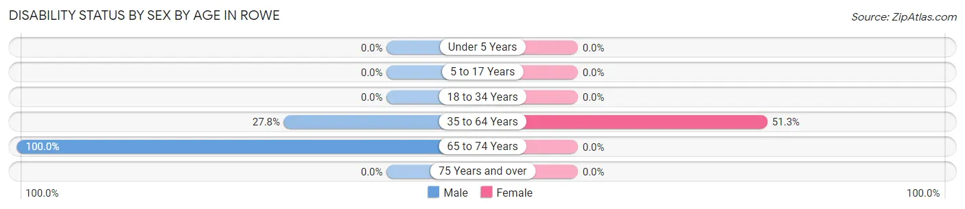 Disability Status by Sex by Age in Rowe