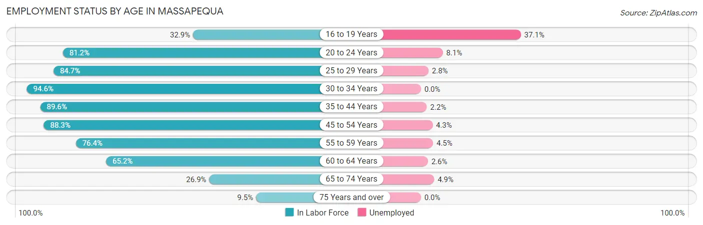 Employment Status by Age in Massapequa