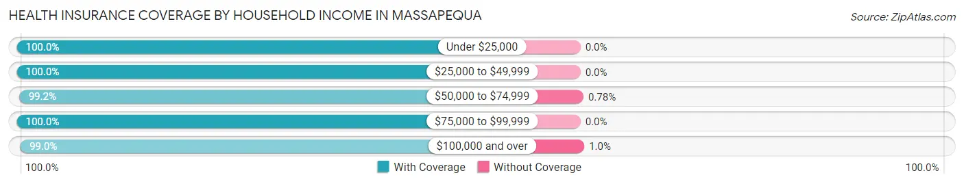 Health Insurance Coverage by Household Income in Massapequa