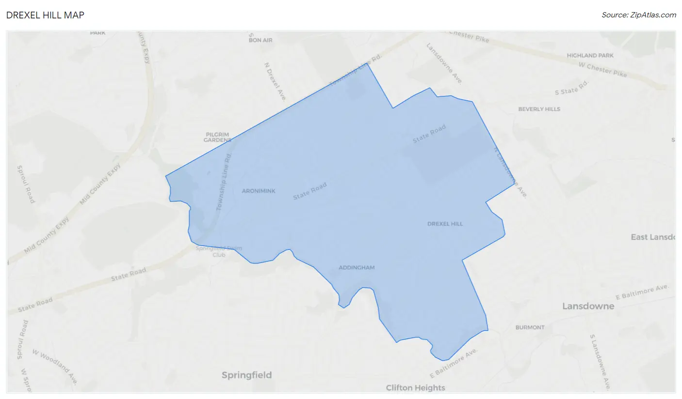 Drexel Hill, PA Zip Codes Map & Profile 2023 Zip Atlas