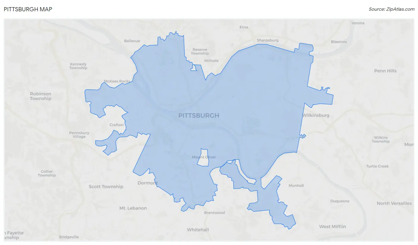 Pittsburgh, PA Zip Codes Map & Profile 2023 Zip Atlas