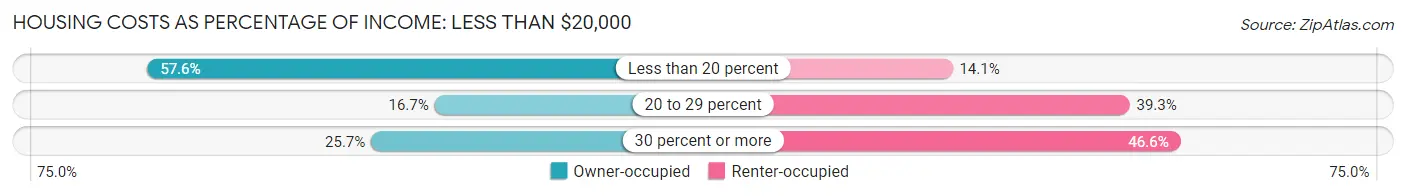 Housing Costs as Percentage of Income in Aguadilla: <span>Less than $20,000</span>