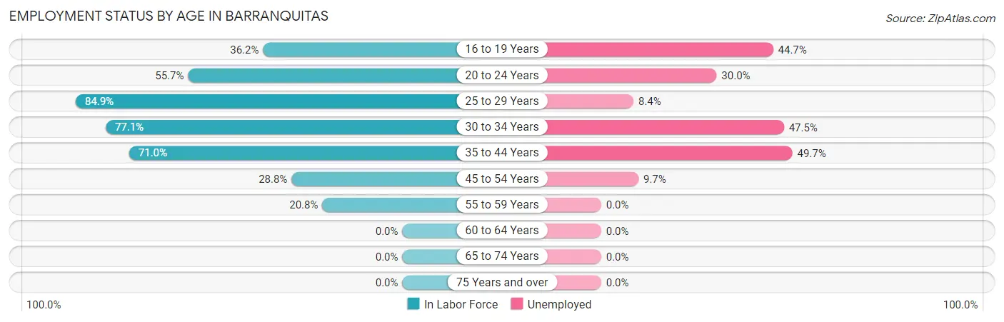 Employment Status by Age in Barranquitas