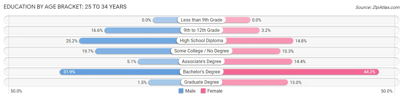 Education By Age Bracket in Isabela: 25 to 34 Years