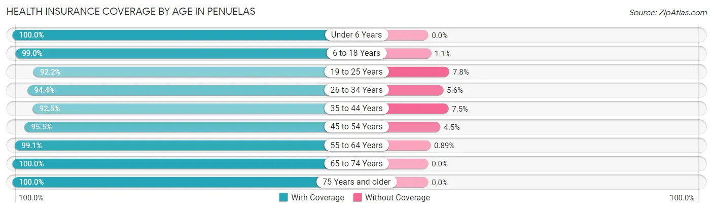 Health Insurance Coverage by Age in Penuelas