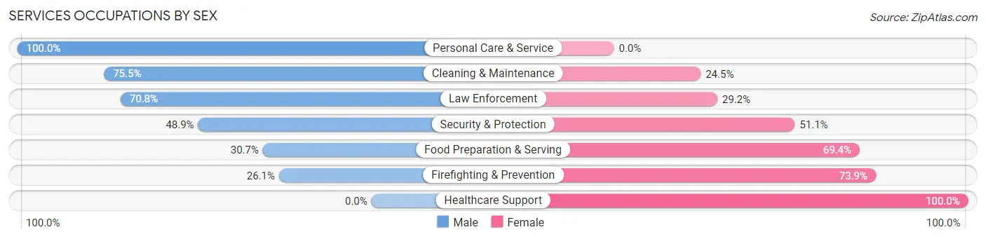 Services Occupations by Sex in Penuelas
