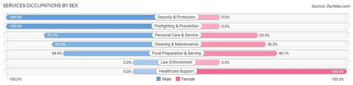 Services Occupations by Sex in Puerto Real