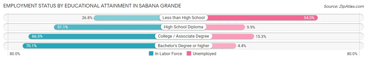 Employment Status by Educational Attainment in Sabana Grande