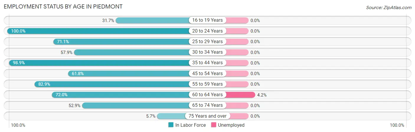 Employment Status by Age in Piedmont