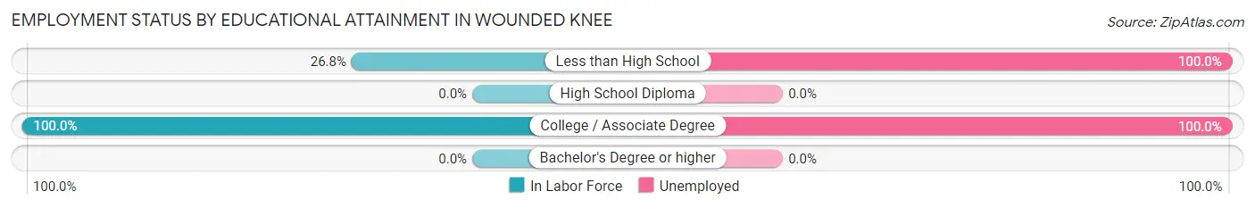 Employment Status by Educational Attainment in Wounded Knee