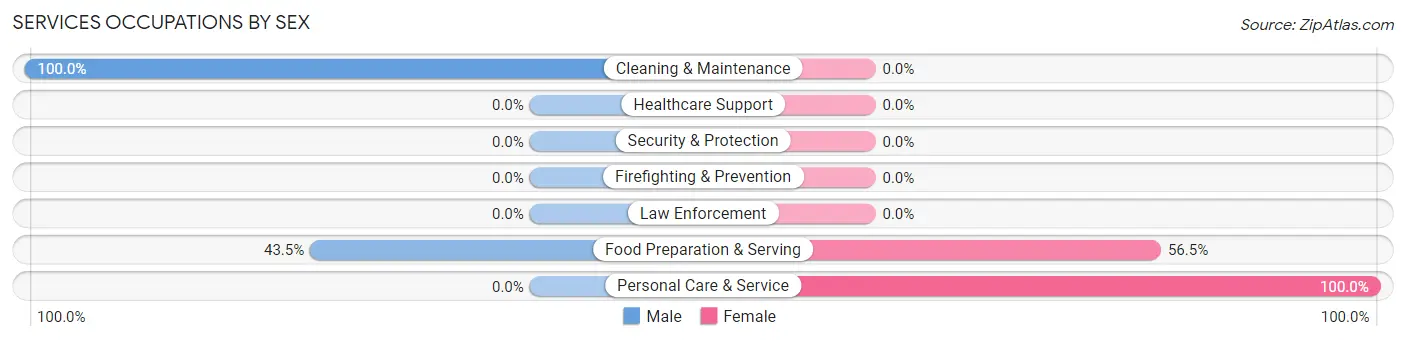 Services Occupations by Sex in Zip Code 02030