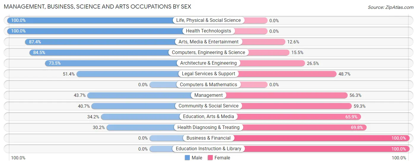Management, Business, Science and Arts Occupations by Sex in Zip Code 03905