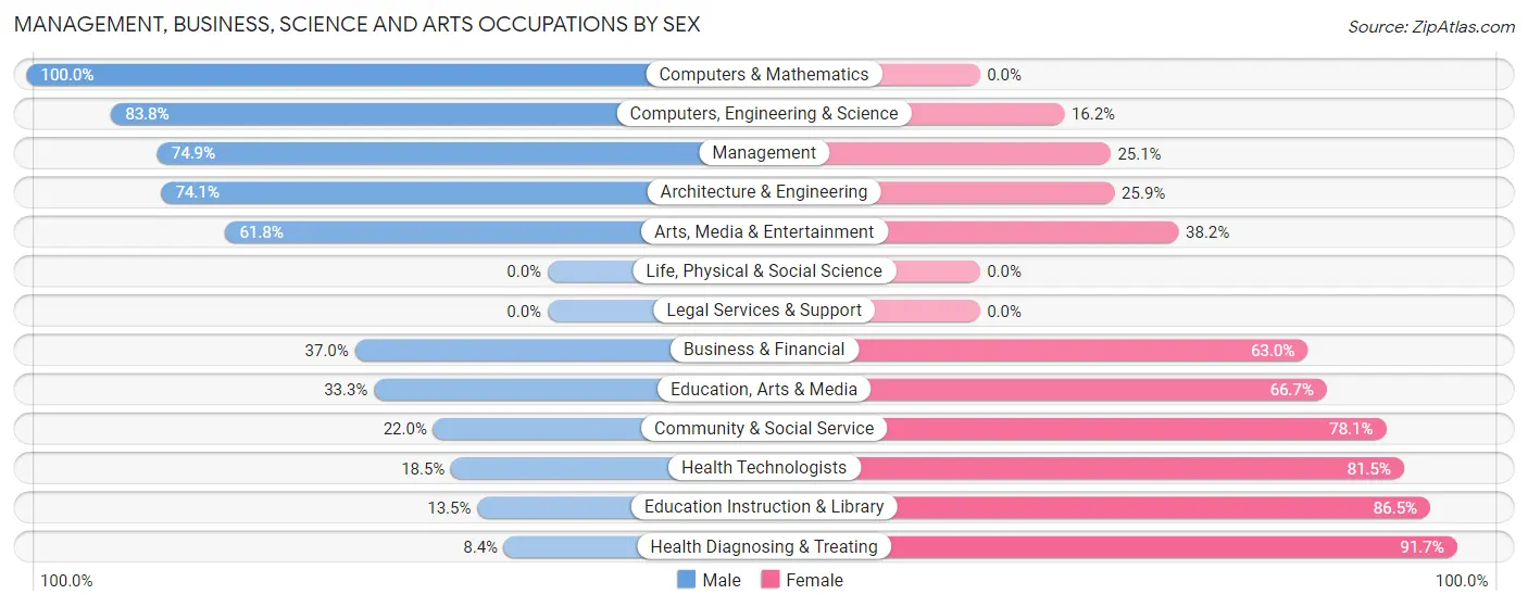 Management, Business, Science and Arts Occupations by Sex in Zip Code 03908