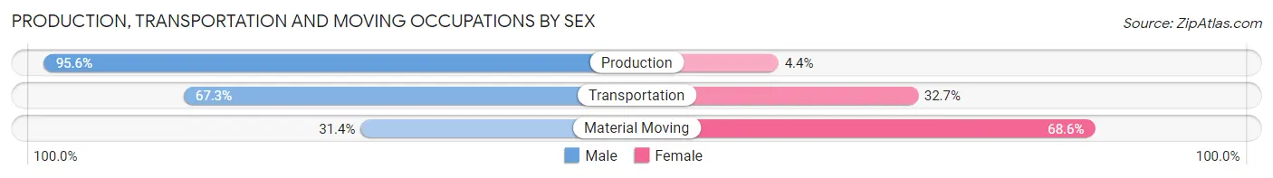 Production, Transportation and Moving Occupations by Sex in Zip Code 04009