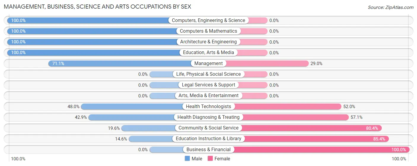 Management, Business, Science and Arts Occupations by Sex in Zip Code 04022