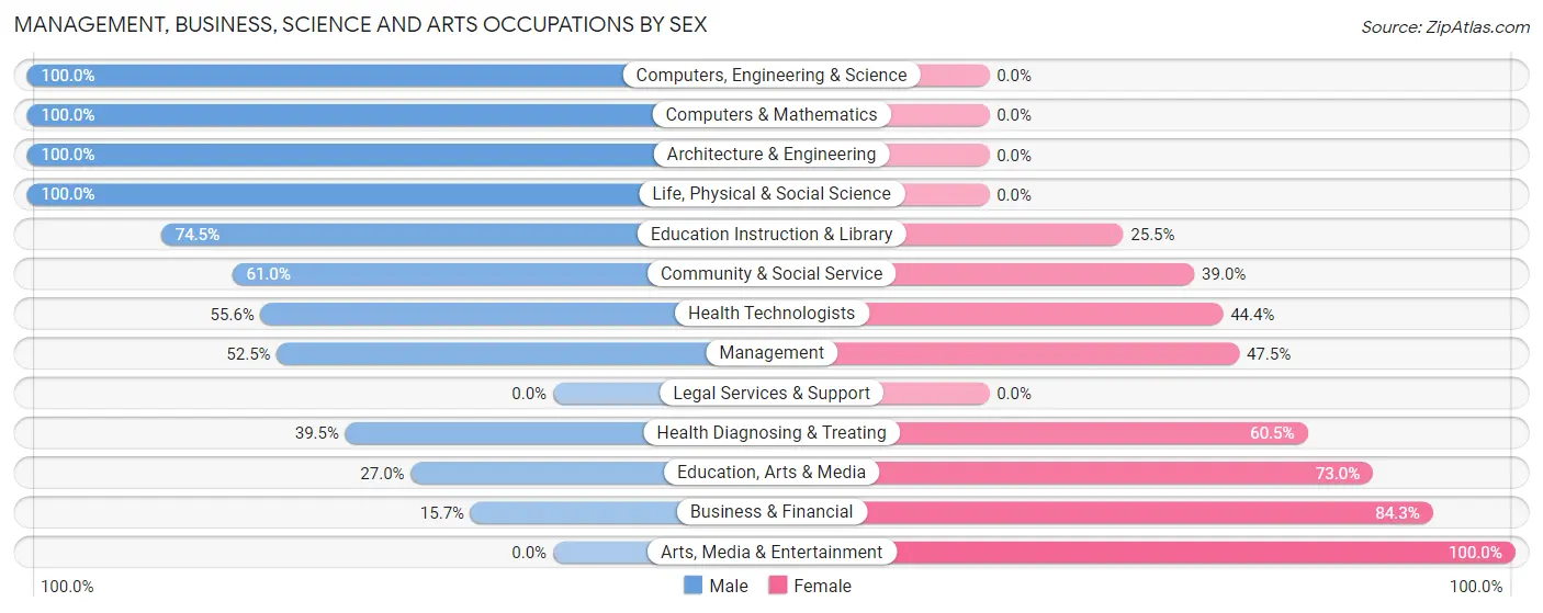Management, Business, Science and Arts Occupations by Sex in Zip Code 04037