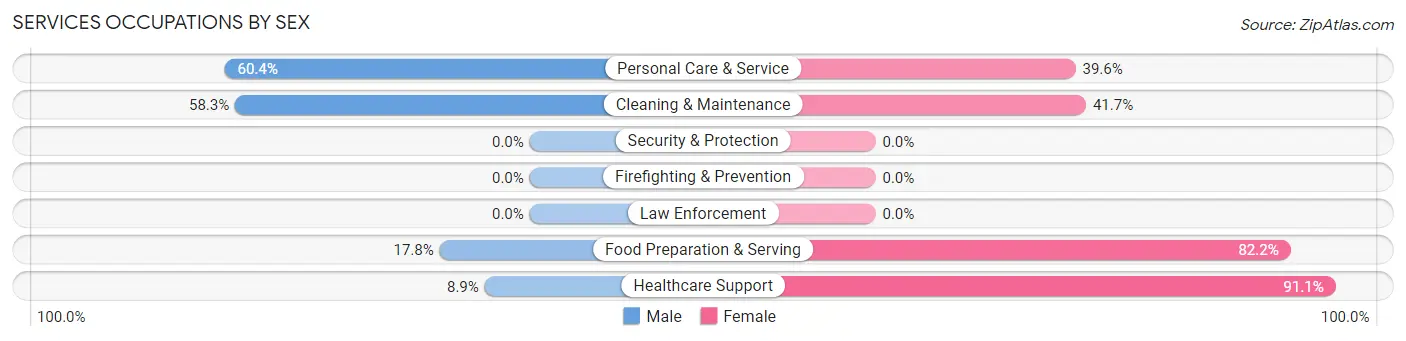 Services Occupations by Sex in Zip Code 04037