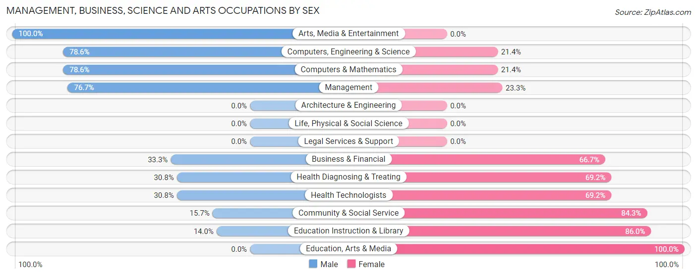 Management, Business, Science and Arts Occupations by Sex in Zip Code 04041