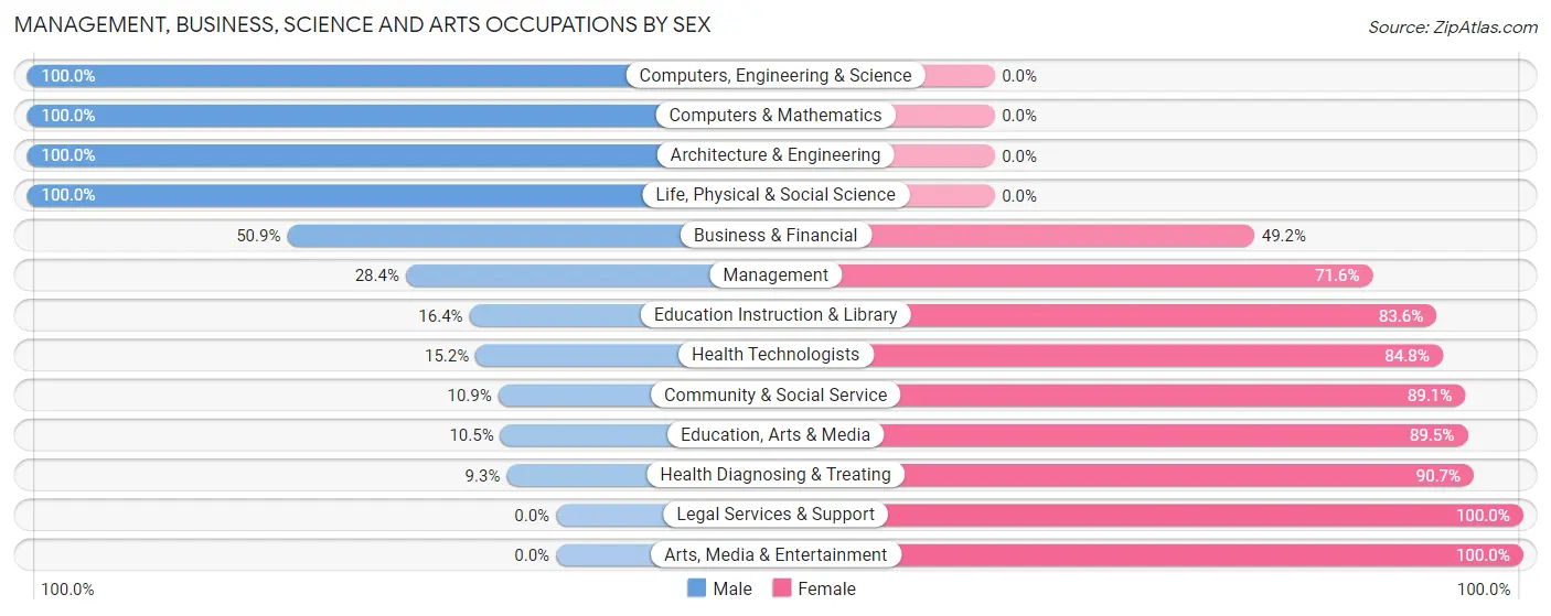 Management, Business, Science and Arts Occupations by Sex in Zip Code 04048