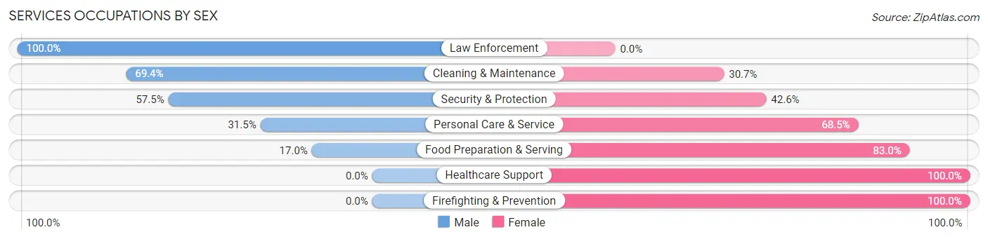 Services Occupations by Sex in Zip Code 04061