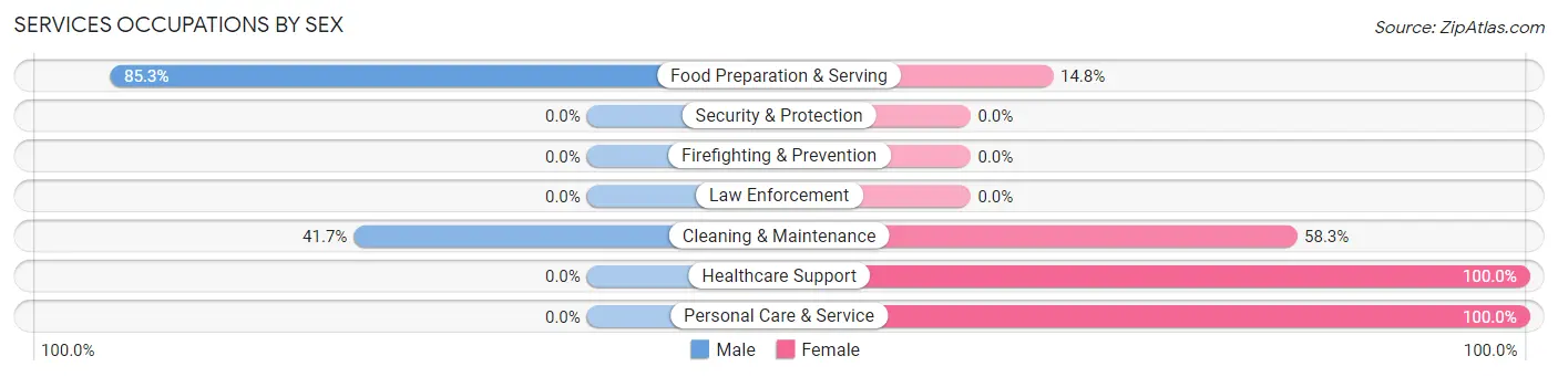 Services Occupations by Sex in Zip Code 04068