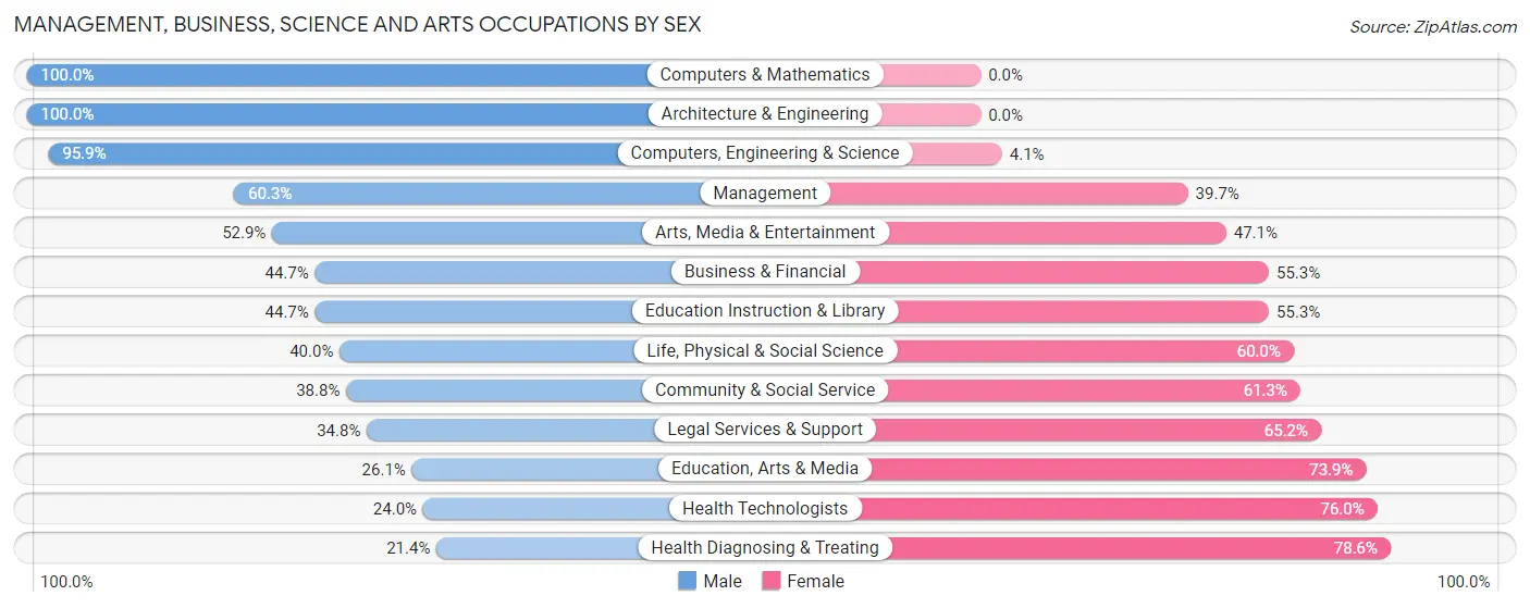 Management, Business, Science and Arts Occupations by Sex in Zip Code 04083