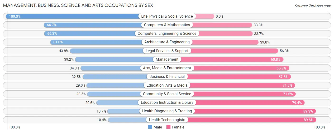 Management, Business, Science and Arts Occupations by Sex in Zip Code 04084