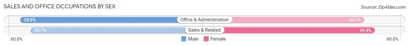 Sales and Office Occupations by Sex in Zip Code 04084