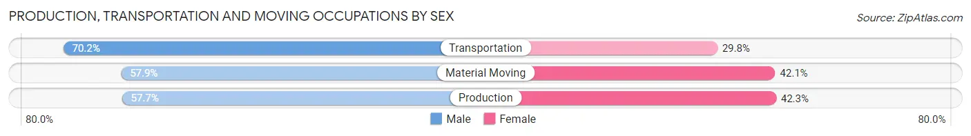 Production, Transportation and Moving Occupations by Sex in Zip Code 04090