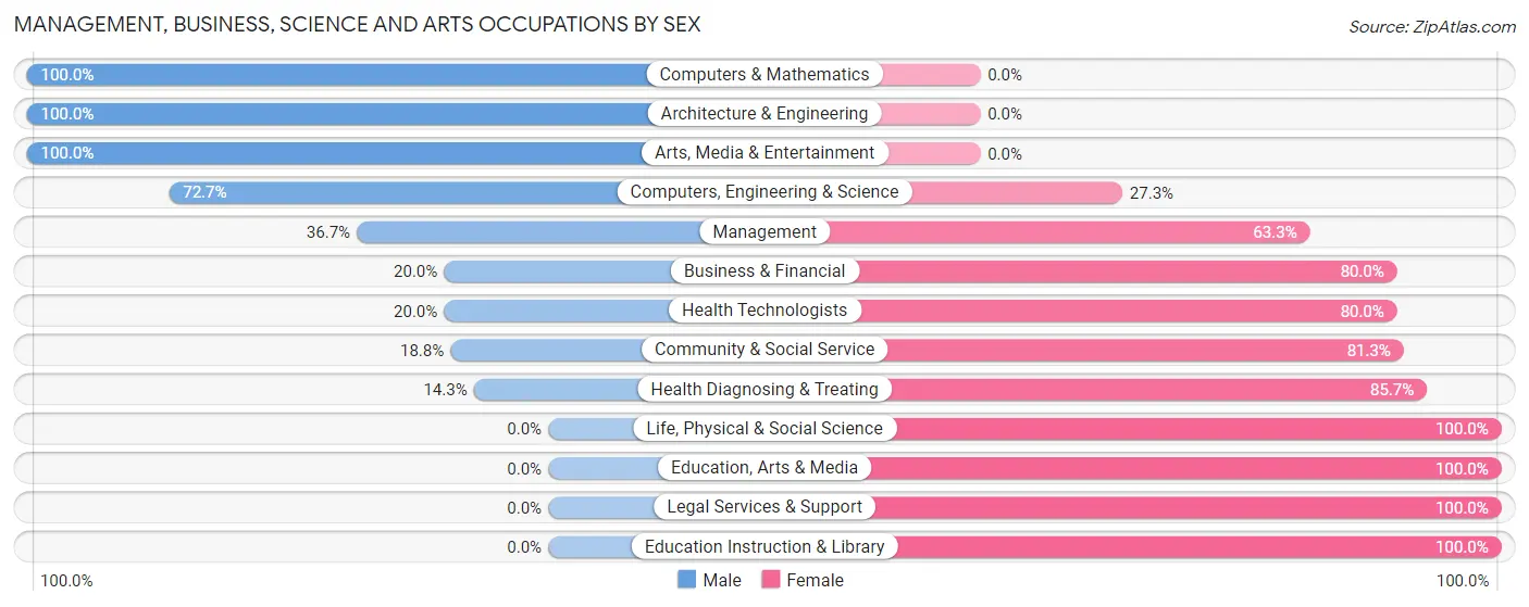 Management, Business, Science and Arts Occupations by Sex in Zip Code 04091