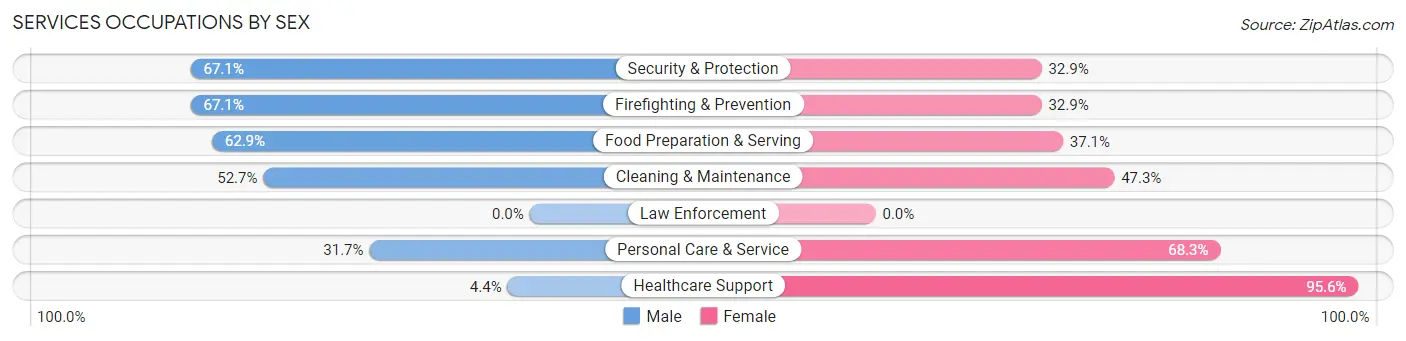 Services Occupations by Sex in Zip Code 04092