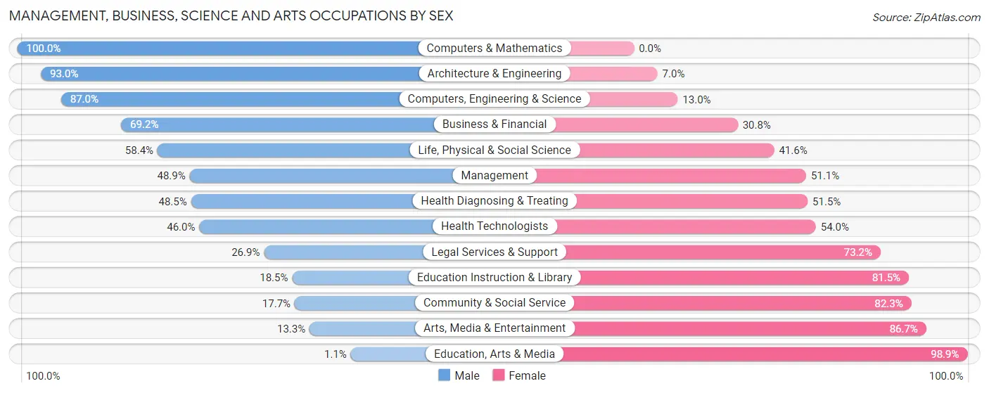 Management, Business, Science and Arts Occupations by Sex in Zip Code 04096
