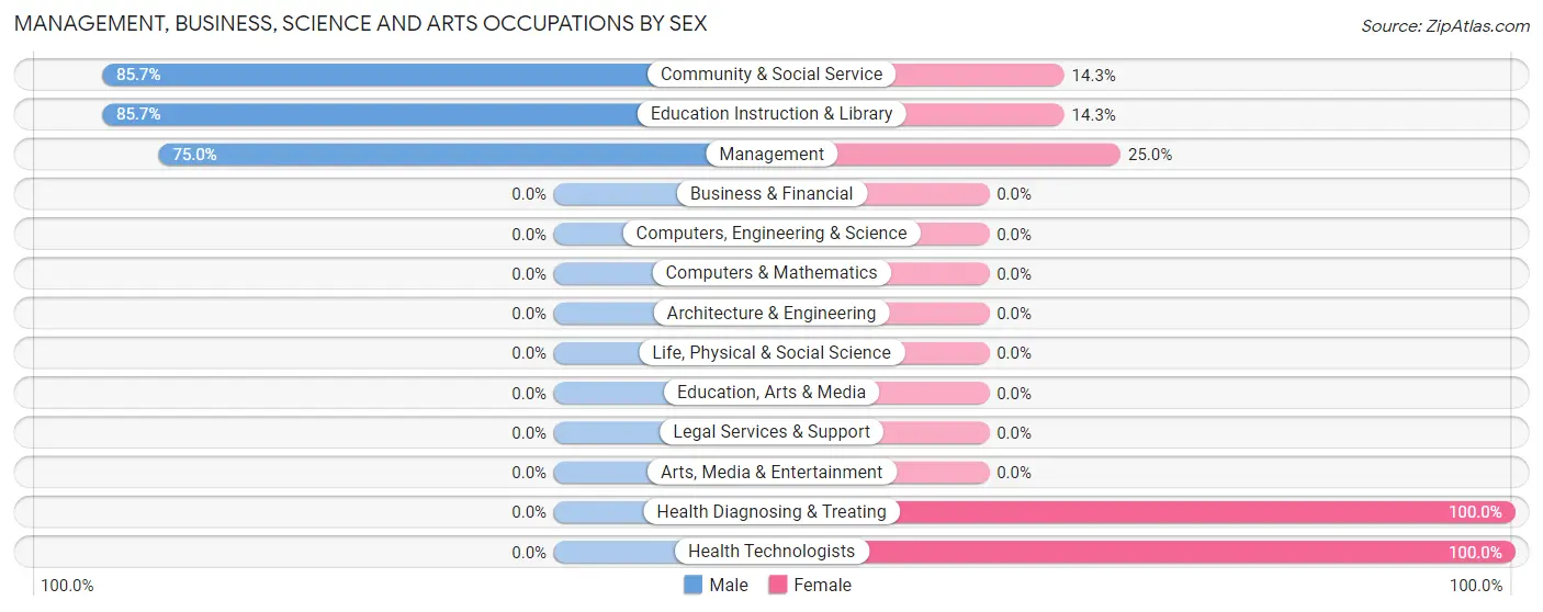 Management, Business, Science and Arts Occupations by Sex in Zip Code 04237