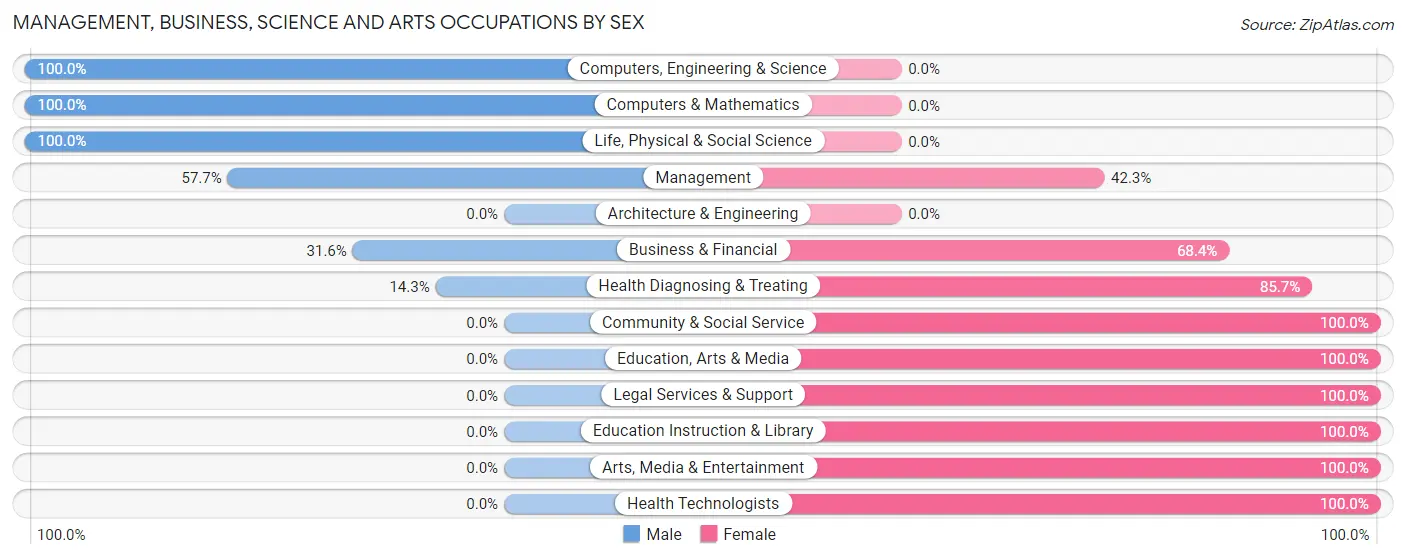 Management, Business, Science and Arts Occupations by Sex in Zip Code 04250
