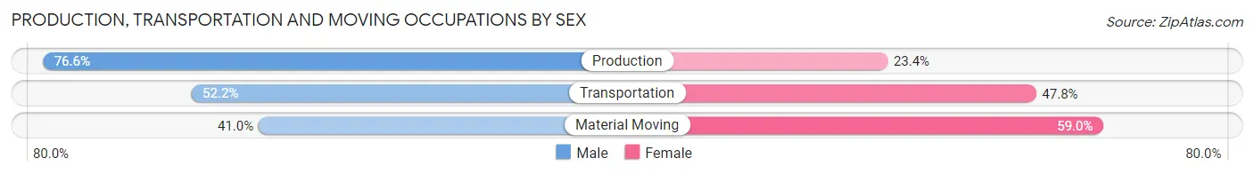 Production, Transportation and Moving Occupations by Sex in Zip Code 04250