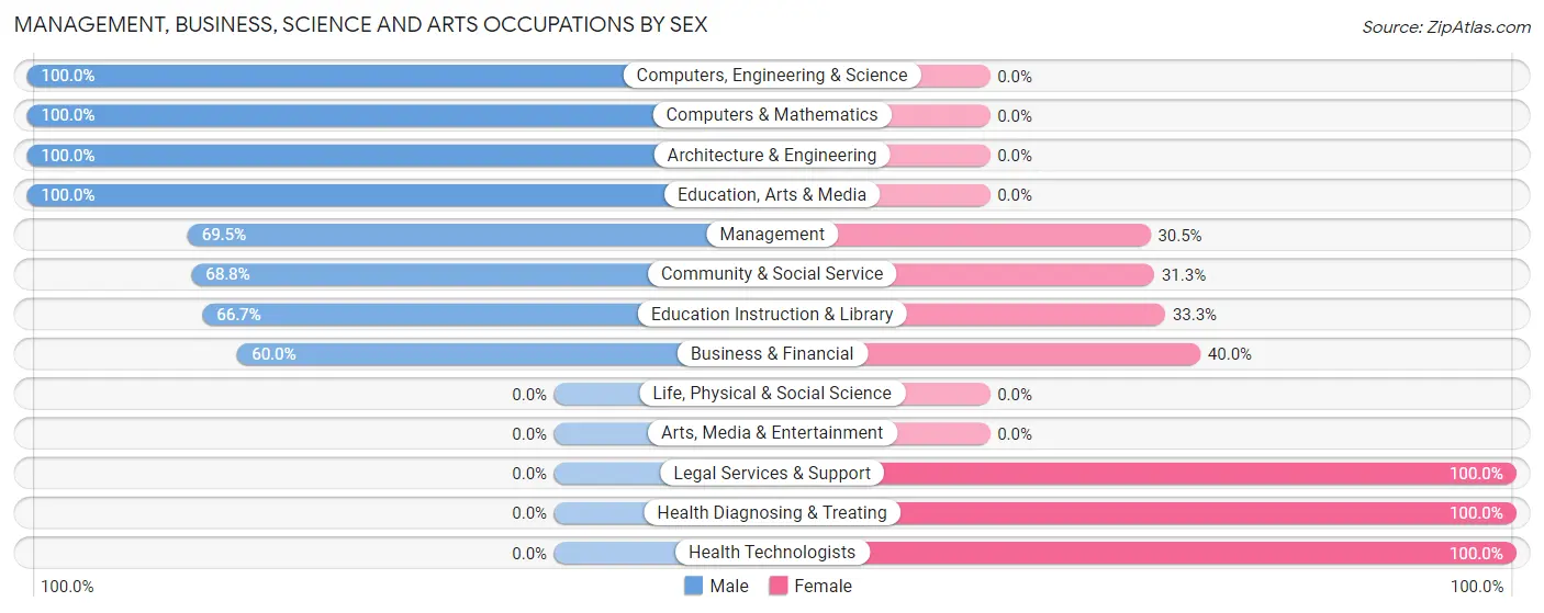 Management, Business, Science and Arts Occupations by Sex in Zip Code 04253