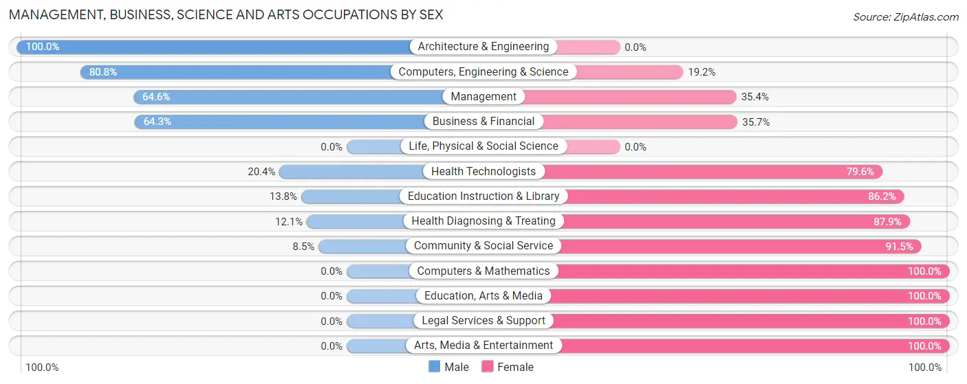 Management, Business, Science and Arts Occupations by Sex in Zip Code 04263