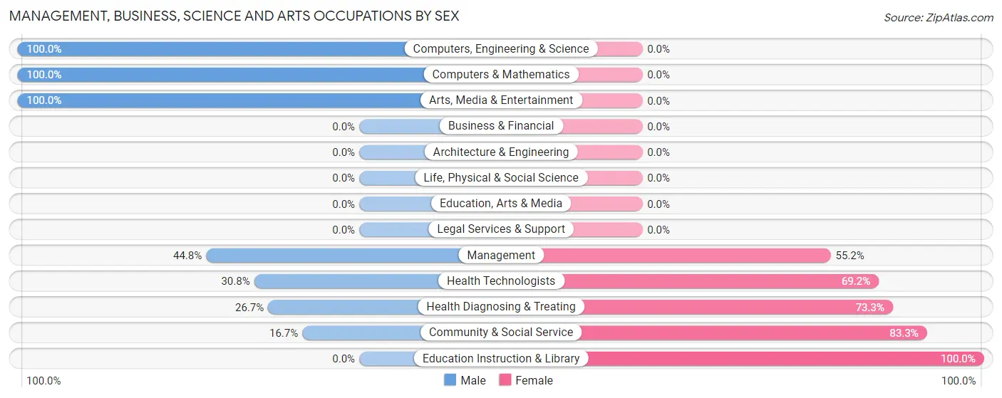 Management, Business, Science and Arts Occupations by Sex in Zip Code 04275