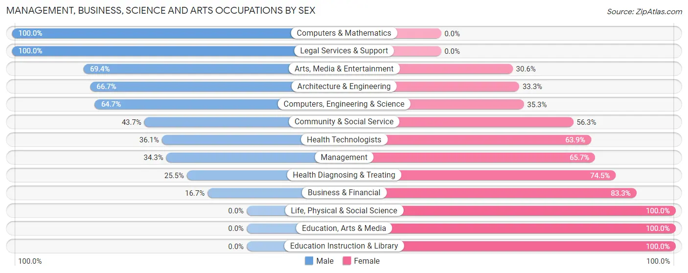Management, Business, Science and Arts Occupations by Sex in Zip Code 04284