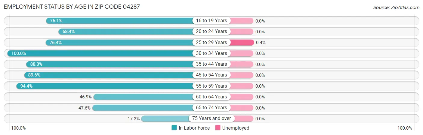 Employment Status by Age in Zip Code 04287