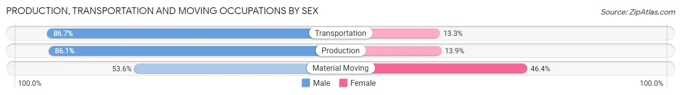 Production, Transportation and Moving Occupations by Sex in Zip Code 04292