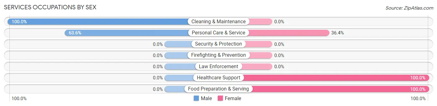 Services Occupations by Sex in Zip Code 04292
