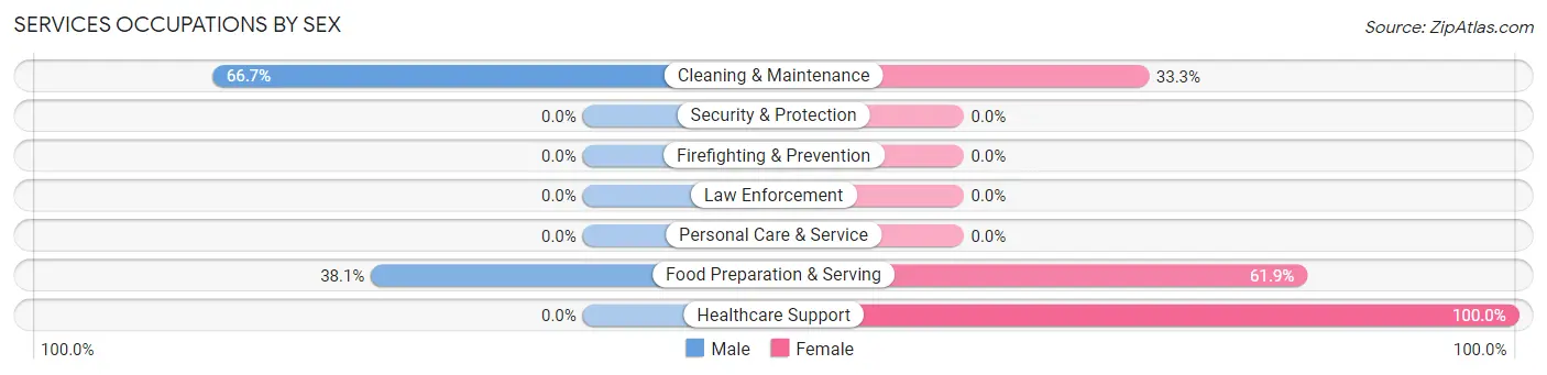 Services Occupations by Sex in Zip Code 04346