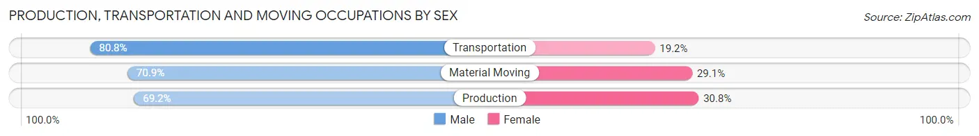Production, Transportation and Moving Occupations by Sex in Zip Code 04350