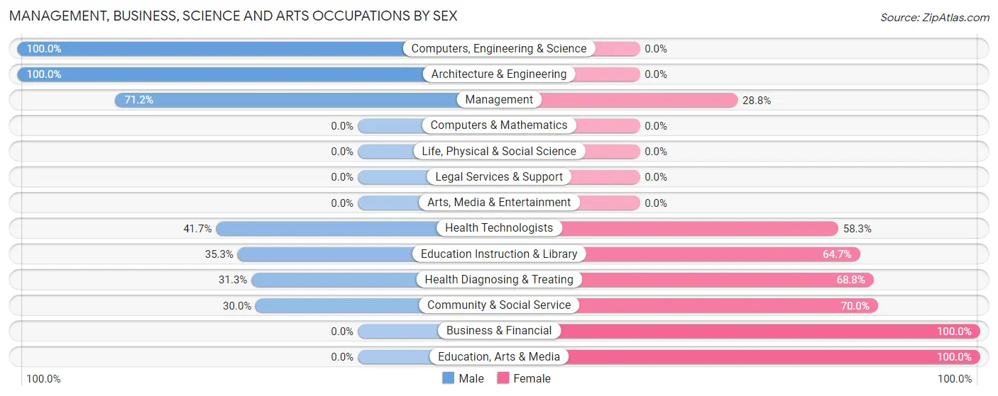 Management, Business, Science and Arts Occupations by Sex in Zip Code 04360