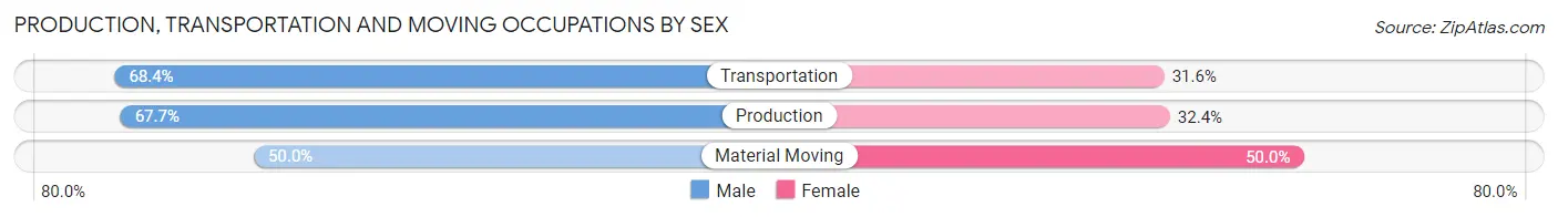 Production, Transportation and Moving Occupations by Sex in Zip Code 04411